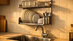 El escurreplatos de encimera ya no se lleva: la solución vertical que libera espacio en la cocina