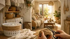 Cómo convertir un cesto de pinzas de plástico en un organizador boho con cuerda de yute