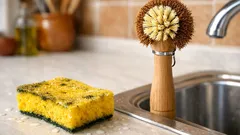 Adiós a la esponja: el cepillo de fibras naturales que deja el fregadero más limpio y sin olores